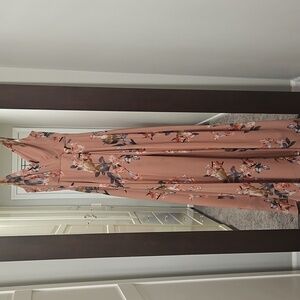 Blush Floral V-Neck Maxi Dress